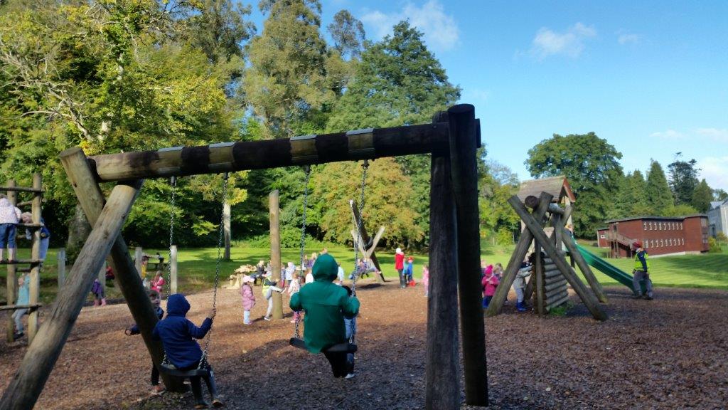 Children in Playground at Coillte'f forest park in Avondale for Tree Day 2017