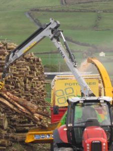 Chipping Coillte wood to make biomass