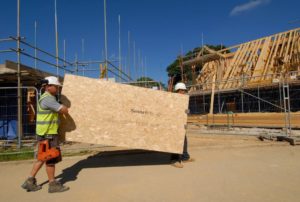 Picture of OSB board being used for construction