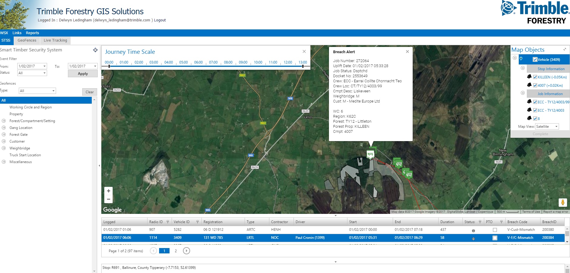 Picture of screen shot of Trimble forest Technology