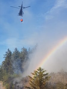 Picture of a Helicopter fighting a forest fire