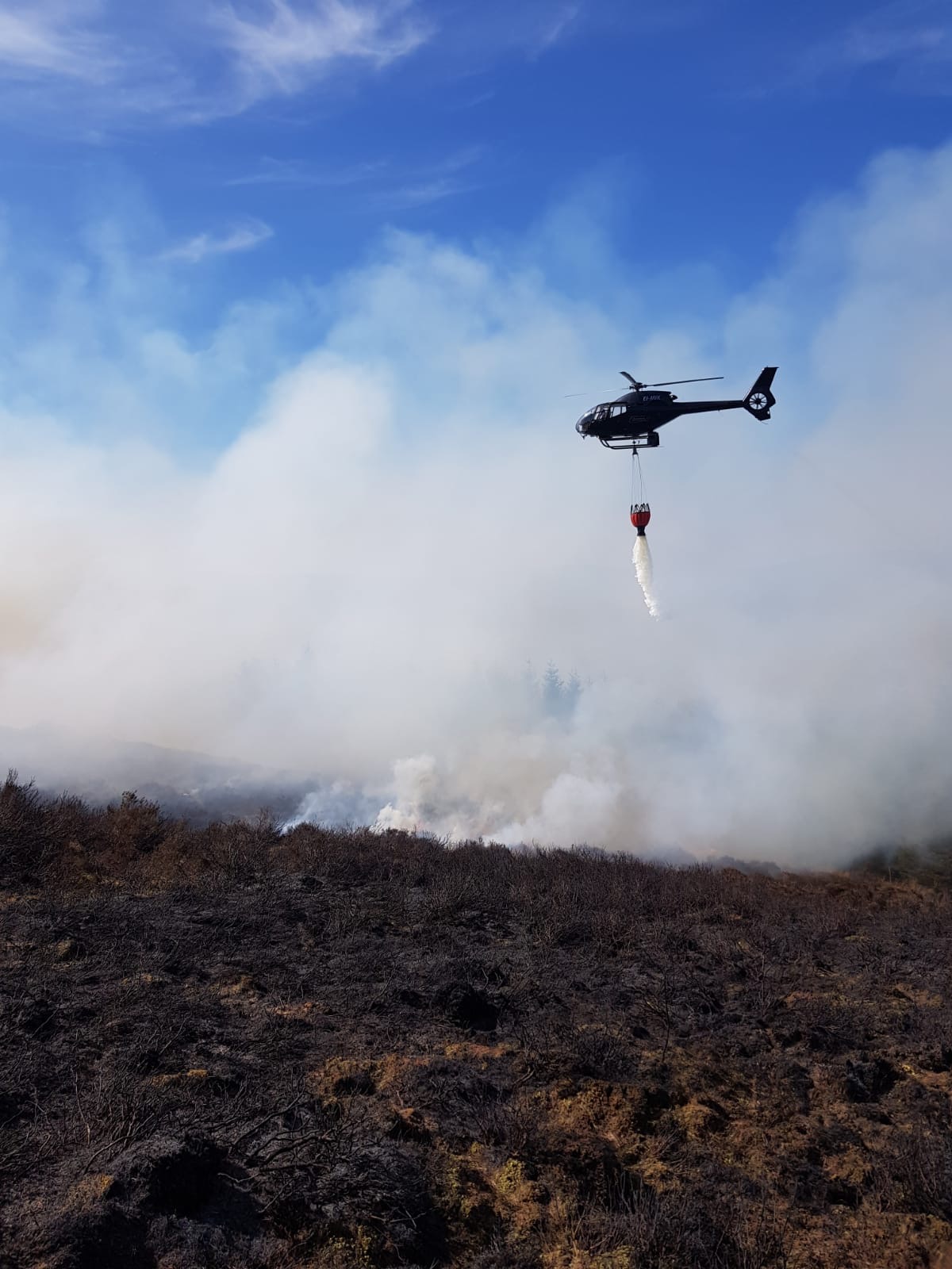 Picture of helicopter fighting a forest fire in County Wicklow