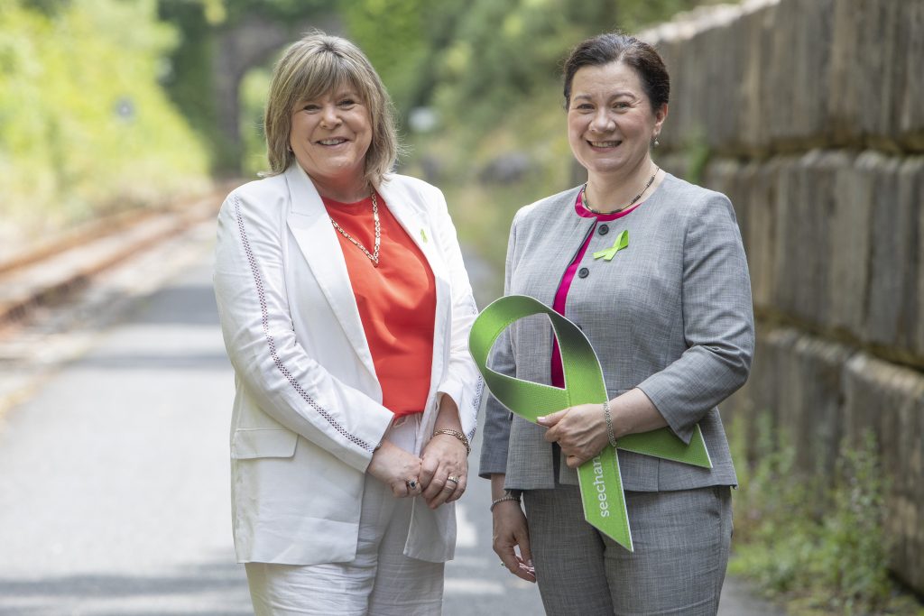 Minister for Older People and Mental Health Mary Butler and Imelda Hurley (CEO Coillte) at the launch of the SeeChange Green Ribbon Campaign